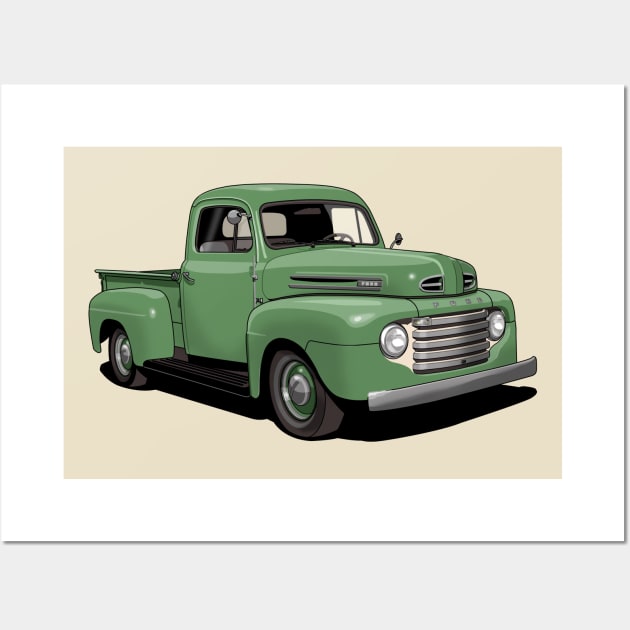 1950 Ford F1 Pickup Truck in light green Wall Art by candcretro